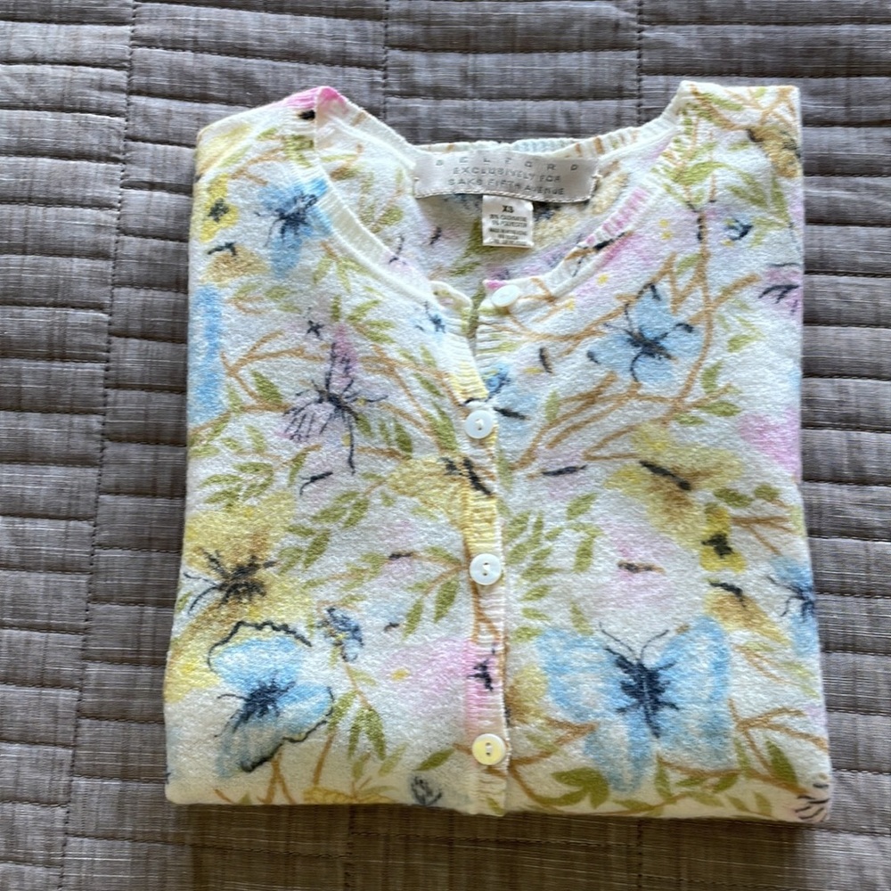 Cashmere button down multicolor sweater